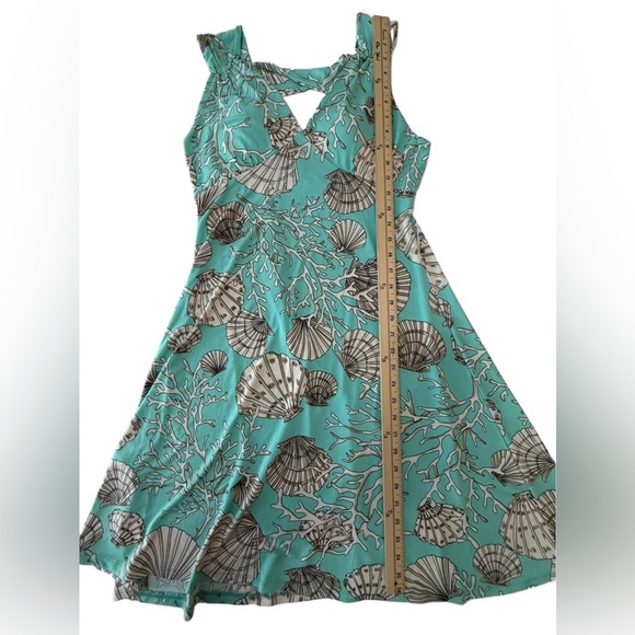 Teal Seashell Print Dress. Size Large - Picture 6 of 6